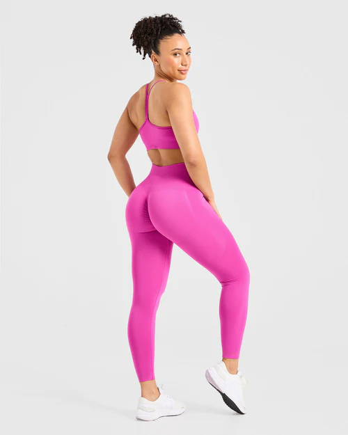 Women High Waist Pink Seamless Fitness Leggings