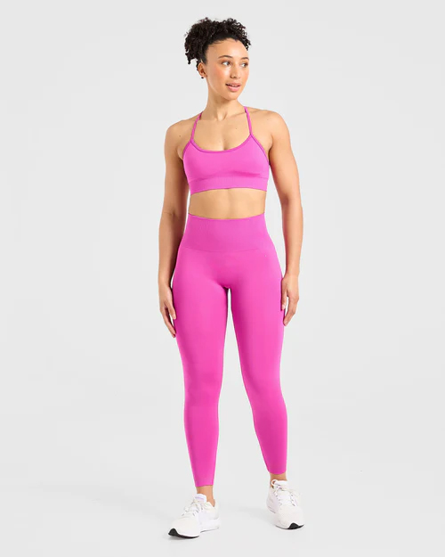 Women High Waist Pink Seamless Fitness Leggings