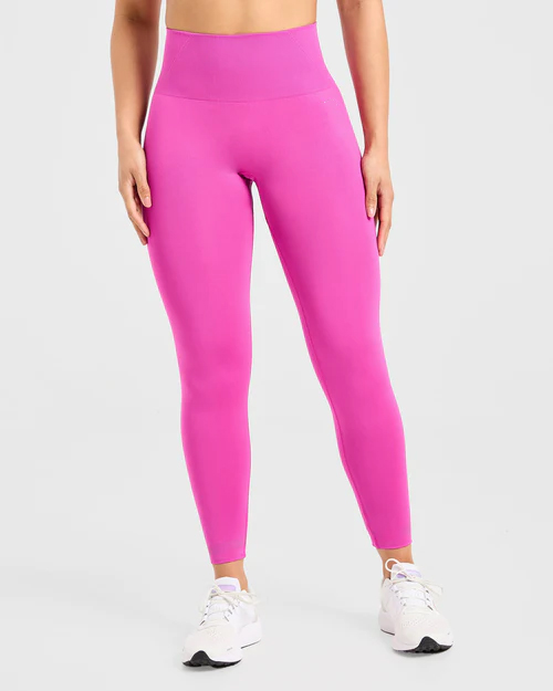 Women High Waist Pink Seamless Fitness Leggings
