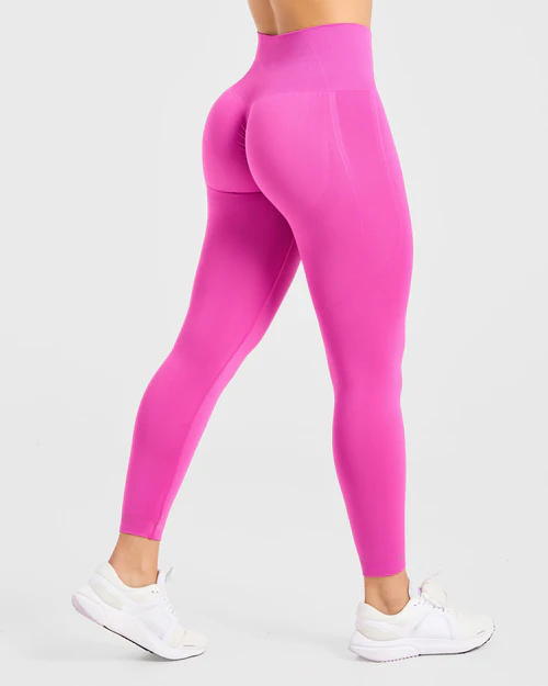 Women High Waist Pink Seamless Fitness Leggings